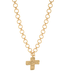 Hammered Cross Toggle Necklace