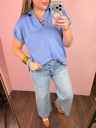 Casual Cool Girl Top-Chambray