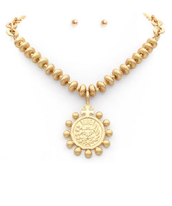 Dotted Coin Pendant Necklace
