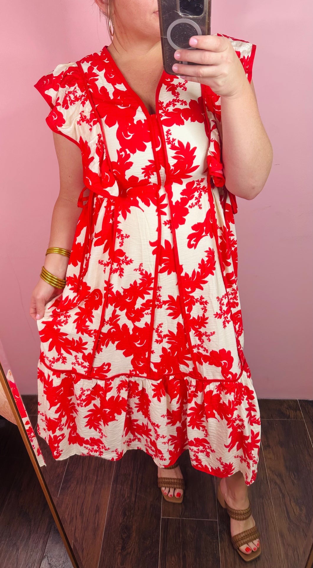 Cherry Florals Midi Dress