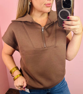Brown Scuba SS Half Zip