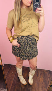 Leopard Denim Skort