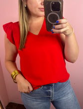 Load image into Gallery viewer, LA Red Ruffle Top
