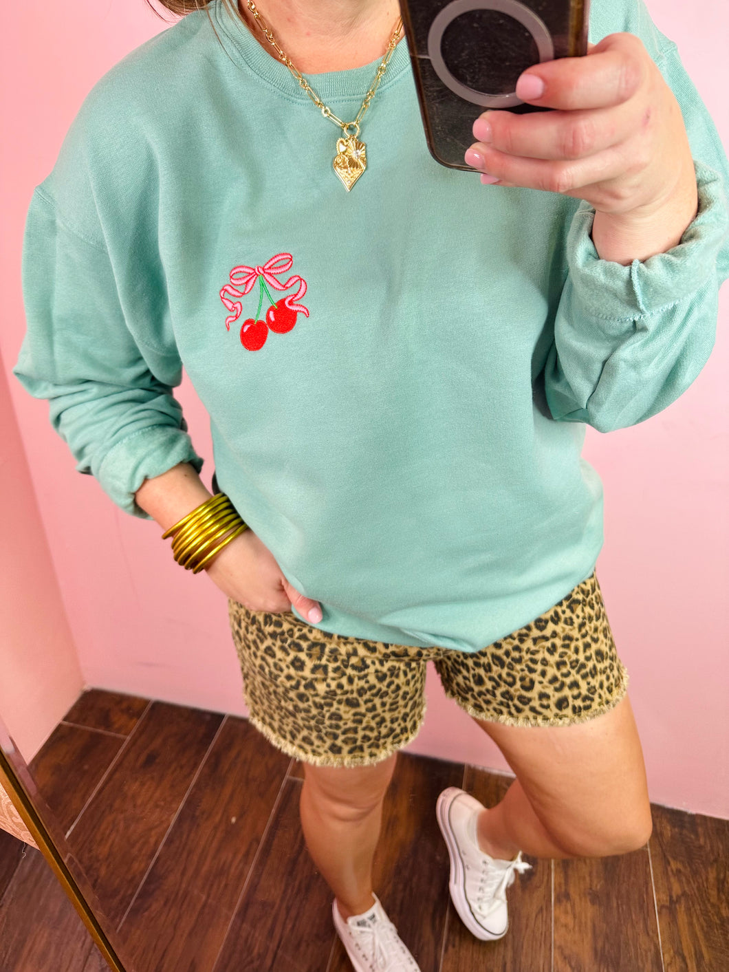 Cherry Embroidered Sweatshirt