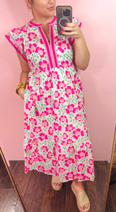Bubblegum Blooms Midi Dress
