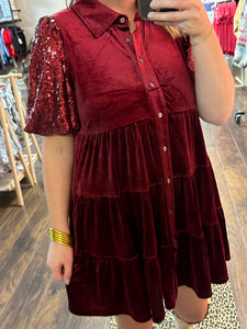 Ruby Shimmer Sleeve Dress