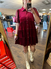 Load image into Gallery viewer, Ruby Shimmer Sleeve Dress
