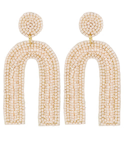 Beaded Arch Earring-Ivory