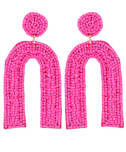 Beaded Arch Earring-Pink