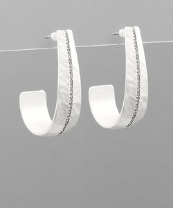 Crystal Stirrup Earring-Silver