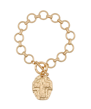 Textured Cross Toggle Bracelet