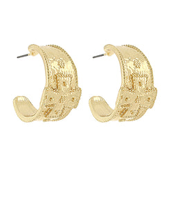 Gold Wide Cross Hoop