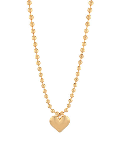 Gold Party Puff Heart Necklace