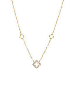 Pave Open Clover Necklace