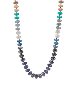 Rondelle Bead Necklace-Blue Multi