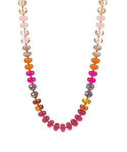 Rondelle Bead Necklace-Fuch Multi