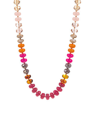 Rondelle Bead Necklace-Fuch Multi