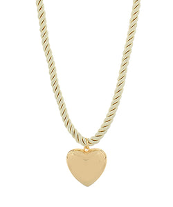 Corded Puffed Heart Necklace