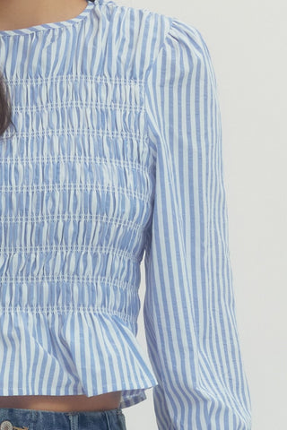 Striped & Smocked Top