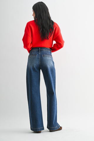 Patch Pocket Wide Leg Jean