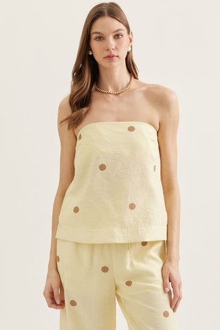 Dot To Dot Tube Top-Lemon