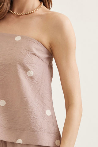 Dot To Dot Tube Top-Mocha