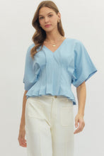 Load image into Gallery viewer, Polished Pleat Top-Blue
