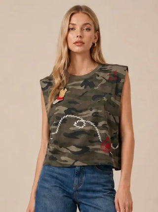 Karli Camo Crop Tee