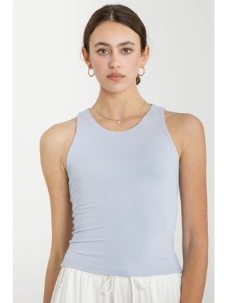 Soft Core High Neck Tank-Dusty Blue