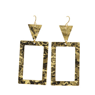 Golden Hammered Drop Earring