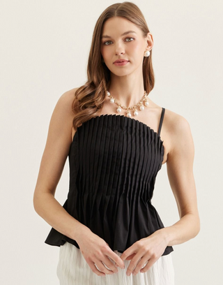 Mae Mae Pleat Top-Black