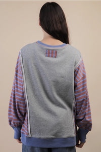 Grey Slouchy Stripe Sweatshirt