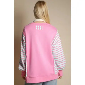 Bubblegum Slouchy Stripe Sweatshirt