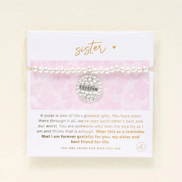 Sentiment Bracelet-Silver Sister