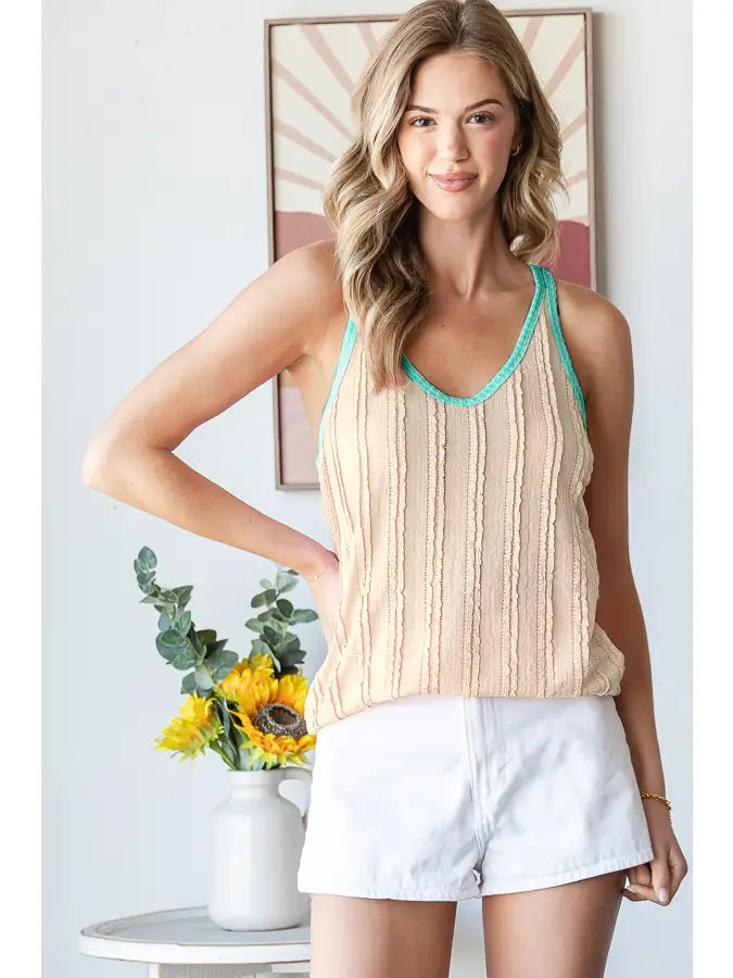 Contrast Textured Tank