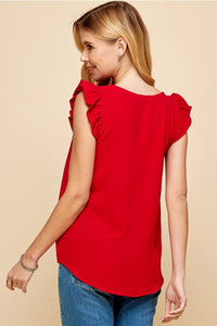 LA Red Ruffle Top