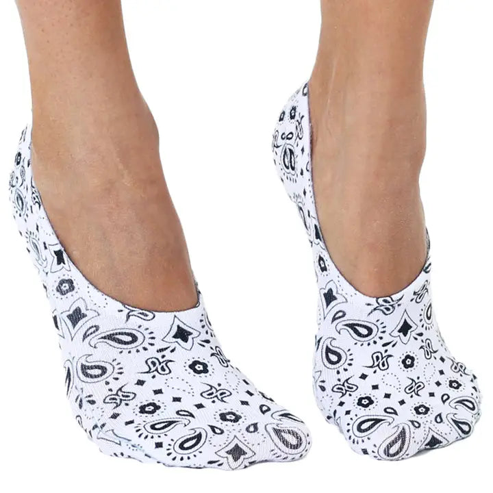 No Show Socks-Blk Paisley