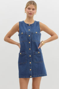 Gwen Golden Button Denim Dress