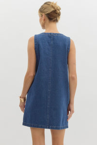Gwen Golden Button Denim Dress