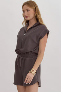 Casual Classic Romper-Charcoal