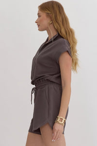 Casual Classic Romper-Charcoal