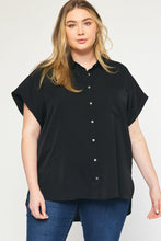 Load image into Gallery viewer, Curvy Collared Top-Blk
