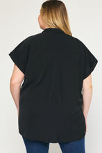 Load image into Gallery viewer, Curvy Collared Top-Blk
