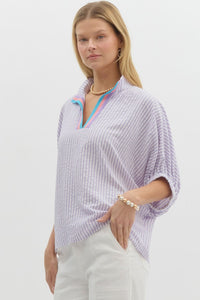 Sporty Chic Seersucker Top