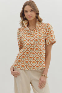 Pumpkin Florals Top