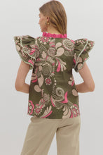 Load image into Gallery viewer, Olive Pink Paisley Top
