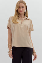 Load image into Gallery viewer, Solid Split Collar Top-Ecru
