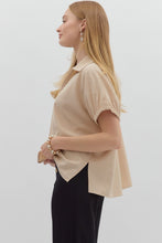 Load image into Gallery viewer, Solid Split Collar Top-Ecru
