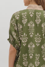 Load image into Gallery viewer, Olive Abstract Dolman Top
