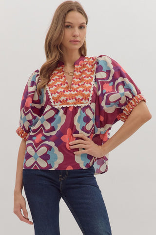 Geo Yoked Top
